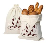 Alimat PluS Large Linen Bread Bags 30×40cm, 2 Pack Reusable Bread Bags with Plastic Inner Lining, Suitable for Food Storage