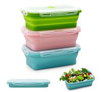Alimat PluS Silicone Food Storage Containers with Lids, 3 Pack Set 1200ml Collapsible Meal Prep Lunch Containers, Microwave, Freezer and Dishwasher Safe