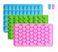 Alimat PluS Silicone Gummy Moulds, Sweet Moulds with 2 Droppers, Chocolate molds Including Mini Fruits, Sea Animals, Hearts, Flowers, Stars and Bunnies, Pack of 3 for 152 Gummies