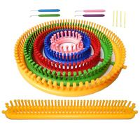 ALIMELT Round Knitting Loom Set Long Knitting Board Weave Loom Craft Yarn Kit DIY Tool with Crochet Hooks Knitting Needles (for Hat/Scarf/Shawl/Sweater/Sock/Blankets Knitter)