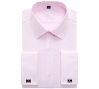 Alimens & Gentle French Cuff Regular Fit Dress Shirts (Cufflink Included), Twilled Pink, 16.5" Neck 34"-35" Sleeve
