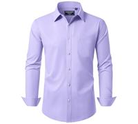 Alimens & Gentle Mens Dress Shirts Long Sleeve Wrinkle Free Stretch Big Tall Button Down Shirts, Purple, 3XL