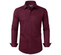 Alimens & Gentle Men's Long Sleeve Shirt Business Formal Regular Fit Button Down Dress Shirts with Pocket