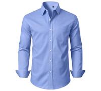 Alimens & Gentle Mens Oxford Button Down Shirt with Pocket, Blue, Medium