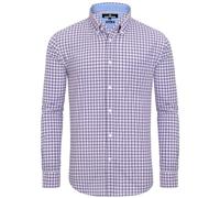 Alimens & Gentle Men's Plaid Button Down Shirts Cotton Long Sleeve Dress Shirts Regular Fit Gingham Shirts, Red Navy, Gingham, Medium