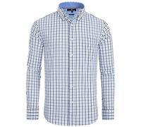 Alimens & Gentle Men's Plaid Button Down Shirts Cotton Long Sleeve Dress Shirts Regular Fit Gingham Shirts, Blue Navy, Small Plaid, Medium