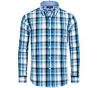Alimens & Gentle Men's Plaid Button Down Shirts Cotton Long Sleeve Dress Shirts Regular Fit Gingham Shirts, Black/Blue,Plaid, XL