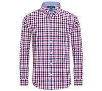 Alimens & Gentle Men's Plaid Button Down Shirts Cotton Long Sleeve Dress Shirts Regular Fit Gingham Shirts, Red, Check, Medium