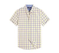 Alimens & Gentle Mens Plaid Short Sleeve Button Down Shirts Cotton Regular Fit Casual Gingham Shirts, Yellow Check, XL