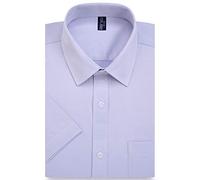 Alimens & Gentle Men's Short Sleeve Oxford Shirt Regular Fit Button Down Collar Shirts with Pocket, Purple, XXL