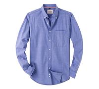 Alimens & Gentle Mens Solid Oxford Shirt Long Sleeve Dress Shirt Work Casual Button Down Shirts with Pocket, Aroyal Blue, XXXXXL