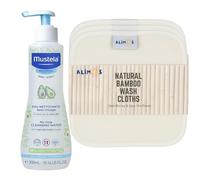 Alimos Reusable Bamboo Baby Wipes To Work With Mustela Cleansing Water Without Rinse 300ml