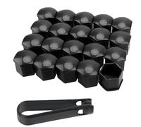 ALIMRVO 20 Pcs 17mm Wheel Nut Covers for Seat Arona KJ7 2017-2025, Bolt Caps ABS Plastic Glossy Black Rustproof Rim Accessories Push On