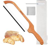 Alimtee Bread Knife for Homemade Bread, 16" Wooden Serrated Bread Slicer Gift for Friends Fiddle Bow Design Easy to Cutting, Sourdough Cutter for Homemade - Premium Stainless Steel