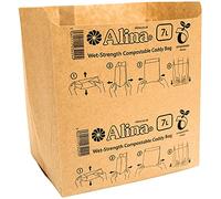 Alina 100 x 6L to 8L Compostable Paper Caddy Bin Bag/Food Waste Bin Liner/Biodegradable Brown 7 Litre Paper Sack (100 bags)