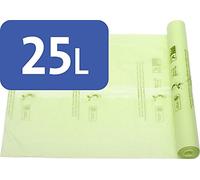 Alina 25 x 25L Compostable Kerbside Caddy Food Box Liner/Pedal Bin Liner/Food Waste Compost Bin Bag/Biodegradable Green 25 Litre Sack Composting Guide (25 bags)