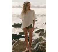 Alina Cotton-Linen Short-Sleeve Top by free-est at Free People in Clean Ivory, Size: Medium - female