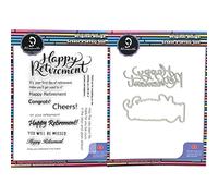 Alinacutle Happy Retirement Clear Stamps, Rectangular, Silicone, Happy Retirement With Frame Die Cut