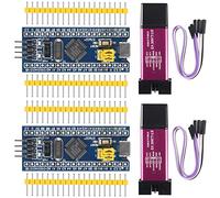 Alinan 2pcs ST-Link V2 Programming Unit Emulator Downloader(Random Color)+2pcs STM32F103C8T6 Minimum System Development Board with Imported Chip STM32 ARM Core Learning Board Module