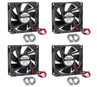 Alinan 4pcs 8025 80mm x 25mm 12V Dual Ball Bearings Brushless Fan 2Pin DC Cooling Exhaust Fan for Radiator DIY Air Exhaust Vent Cooling