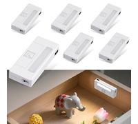 Alinana Drawer Light When Open, 6-Pack Stick-On Cupboard Lights, Battery Operated Cabinet Lights with Door-Open Sensor for Drawers, Pantry, Kitchen, Wardrobe, Study Cabinets, Nightstand