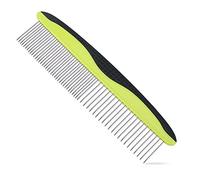 Alinana Grooming Comb for Dogs and Cats - Stainless Steel Rounded Teeth and Rubber Handle Make it Easy to use on Long-Haired Dogs - Removes Loose Undercoat, Knots, Mats, and Tangled Hair