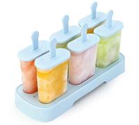 Alinana Ice Lolly Moulds with Sticks, 6 Cavities Popsicle Mould, Food Grade BPA-Free Ice Pop Moulds, Reusable Ice Lolly Maker, Dishwasher Safe (Blue)