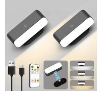 Alinana Rechargeable Indoor Wall Lights, Wireless Battery Operated Wall Lights with Dimmable, 3 Colour Modes, 360° Adjustable, for Living Room, Bedroom, Reading, Gallery, Hallway and Stairs, Black