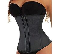 ALINBAIST Waist Trainer Cincher Weight Loss Trimmer Slimming Belt Latex Corset Zipper Body Shaper for Women - black - XX-Small