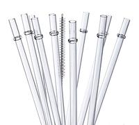 ALINK 10.5 in Tritan Hard Plastic Clear Straws, Long Reusable Clear Replacement Tumbler Drinking Straws for 16 oz 20 oz 30 oz Stanley, YETI, Starbucks, Mason Jars, Set of 10 with Brush