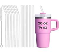 ALINK 10 Pack Replacement Clear Straws for Stanley 20 oz 14oz Tumbler, Reusable Plastic Straws for Yeti 30oz 25 oz 26 oz 20 oz Tumbler, Mason Jar 16oz Venti Cup with Brush