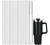 ALINK 10 Pack Replacement Straws for Stanley 40 oz 30 oz Tumbler, 12 in Long Reusable Plastic Glitter Straws for Stanley Cup Accessories, Half Gallon Jug, Plus 2 Cleaning Brush… (Clear)