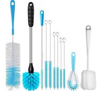 ALINK 11-Pack Bottle Cleaning Brush Set - Long Handle Blue Bottle Cleaner for Washing Narrow Wine/Beer Bottles, Thermos, HydroFlask Tumbler, Sports Water Bottles, Kettle/Lid Brush, Straw Brush