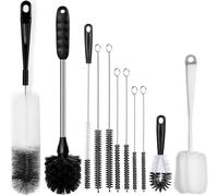 ALINK 11-Pack Bottle Cleaning Brush Set - Long Handle Bottle Cleaner for Washing Narrow Wine/Beer Bottles, Thermos, HydroFlask Tumbler, Sports Water Bottles, Kettle/Lid Brush, Straw Brush Black
