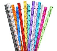 ALINK 12-Pack Reusable Clear Plastic Swirl Straws, 13 inch Extra Long Tumbler Straws for 40oz 30oz Stanley Cups, 1 Gallon, 64 oz 40 oz 32 oz Water Bottles, Plus Cleaning Brush