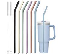 ALINK 14 inch Extra Long Pastel Color Silicone Replacement Straws for 40 oz Stanley Cup, Reusable Flexible Drinking Straws for 1 Gallon Jug, 64 oz 32 oz Water Bottles, Rtic/Yeti Tumbler, Pack of 6