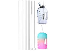 ALINK 15 inch Extra Long Reusable Clear Silicone Straws, 4-Pack Flexible Straws for Stanley 40 oz Tumbler, 1 Gallon Water Bottle, Wine Bottle, 128 64 oz Tumbler with Brush