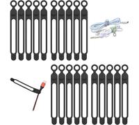 ALINK 20Pcs Silicone Cable Straps Cord Organizer for Bundling Earphone, Phone Charger, Computer Cords, Reusable Cable Ties Wire Organizer in Home,Office,Kitchen,School (Black)