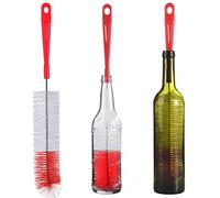 ALINK 3-Pack Long Red Bottle Cleaning Brush for Narrow Neck Beer, Wine, Kombucha, Hydroflask, Thermos, S’Well, Nalgene, Pitcher, Carafe, Brewing Bottle Cleaner, 16/ 17 Inches
