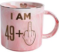 ALINK 50th Birthday Gifts Ideas for Women - Funny Turning 50 Year Old Gift for Wife, Mom, Daughter, Sister, Aunt, Best Friends, BFF, Coworkers - Fabulous Pink Marble Mug, Ceramic 11oz Coffee Cup