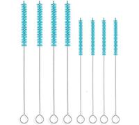 ALINK 8-Pack Extra Wide Straw Cleaning Brush Kit, 4-pcs 9" x 12 mm Cleaner for Boba Smoothie Straws, 4-pcs 7.5" x 7 mm Cleaner for Stainless Steel Tumbler Straws - Sky Blue