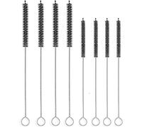 ALINK 8-Pack Extra Wide Straw Cleaning Brush Kit, 4-pcs 9" x 12 mm Cleaner for Boba Smoothie Straws, 4-pcs 7.5" x 7 mm Cleaner for Stainless Steel Tumbler Straws - Black