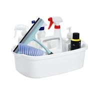 ALINK Cleaning Caddy with Handle, Large Plastic Shower Caddy Basket Organizer for Car, Dorm, Bathroom, Garden, Kitchen, Cleaning Supplies - White
