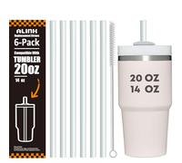 ALINK Clear Replacement Straws for Stanley 20 oz Tumbler, DISHWASHER SAFE, 6 Pack Reusable Plastic Straws Compatible with 20oz Stanley Adventure Cups, Plus Brush