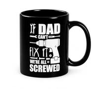 ALINK Fathers Day Dad Gifts - Funny Tool Coffee Mug 11oz, If Dad Can’t Fix It We’re Screwed, Gift from Wife Kids, Mechanic Handyman Novelty Ceramic Mug, Christmas Birthday Gift