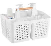 ALINK Portable Shower Caddy Plastic Shower Basket Organizer Divided Bathroom Caddy Storage Cleanning Caddy Tote with Handle for College, Dorm Room, Kitchen,Round Hole (white)