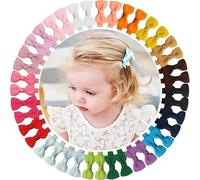ALinmo 40 Pcs Small Size 2 Inch Baby Hair Clips Baby Hair Bows Craft Bows Ribbon Bows with Full Ribbon Covered Hair Bow Clips for Baby Fine Hair Colorful