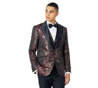 ALINO Printed Tuxedo Dinner Jacket XPOSED Maroon 44R