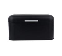 Alinory Bread Bin Box, Solid Color Retro Metal Bread Bin Box Large Capacity Kitchen Storage Container(Black)