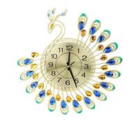 Alinory Wall Clock, Iron Modern Wall Clock Large 3D Peacock Shape Non Ticking Silent Clock For Living Room Decor